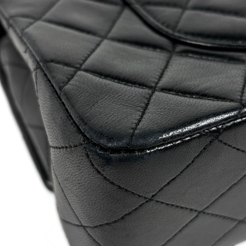Chanel Shoulder Bag Quilted Double Flap CC Logo Leather Black — view 3
