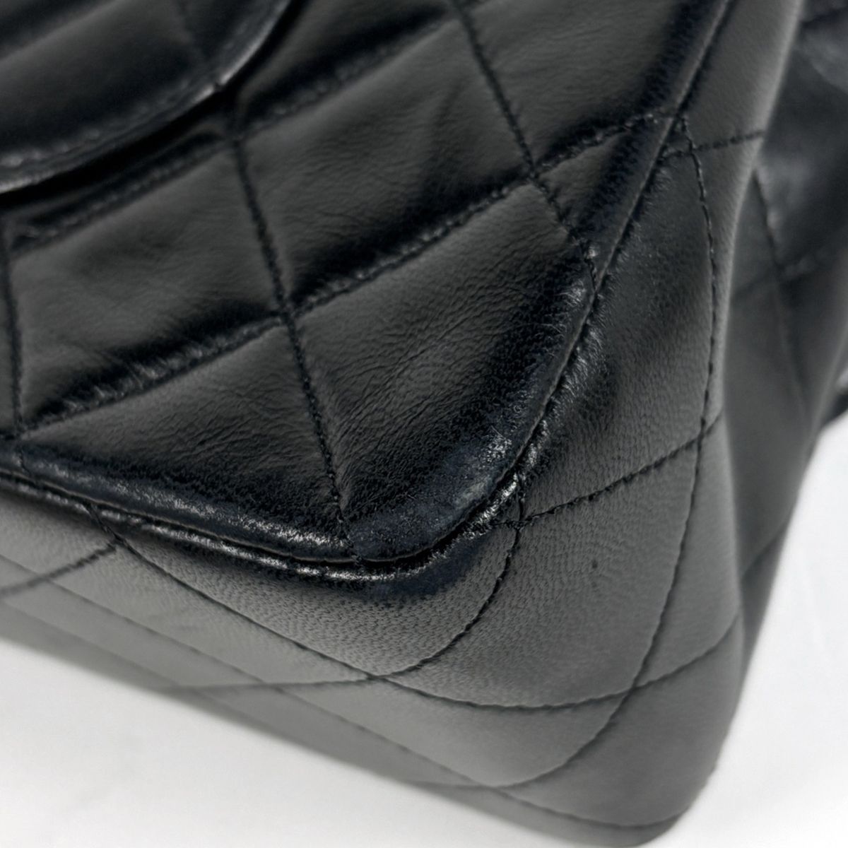 Chanel Shoulder Bag Quilted Double Flap CC Logo Leather Black — view 4