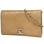 Chanel Shoulder Bag Cosmos Line CC Logo Leather Beige