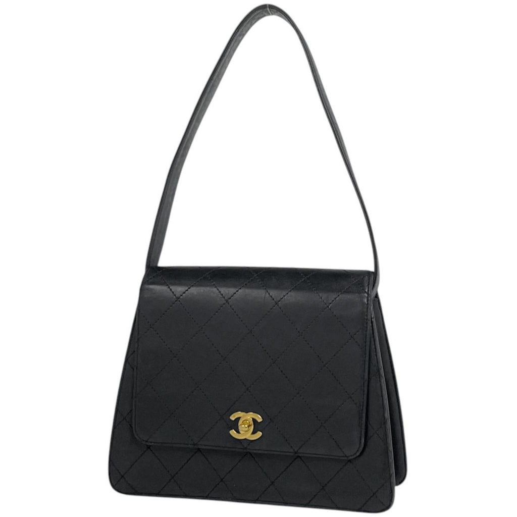 Chanel Shoulder Bag Quilted CC Logo Leather Black