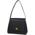 Chanel Shoulder Bag Quilted CC Logo Leather Black