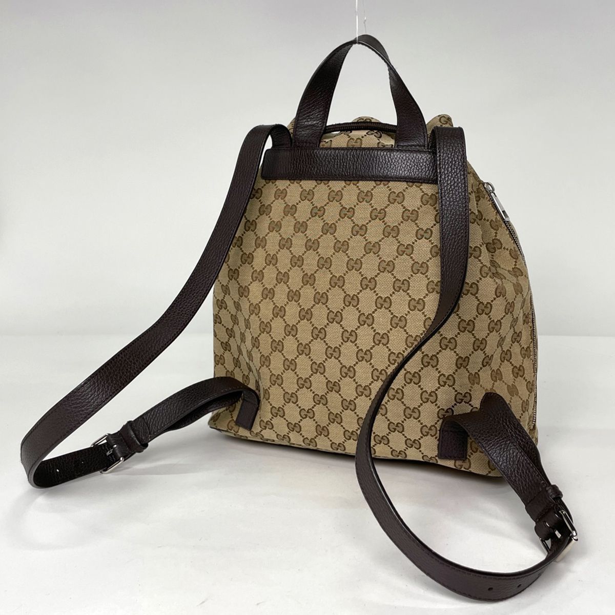 Gucci Backpack GG Pattern Drawstring Canvas Brown — view 2