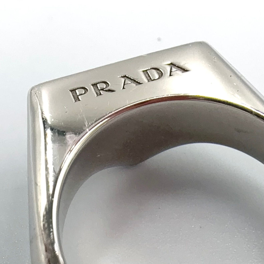 Prada Triangle Logo Pavestone Rhinestone 925 Sterling Silver Clear Ring — view 4