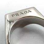 Prada Triangle Logo Pavestone Rhinestone 925 Sterling Silver Clear Ring — view 4