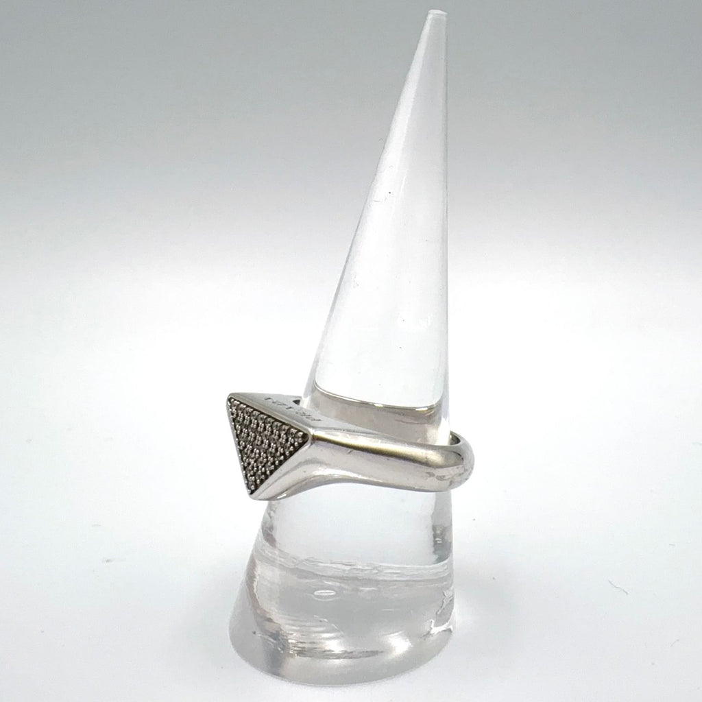 Prada Triangle Logo Pavestone Rhinestone 925 Sterling Silver Clear Ring — view 7