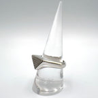 Prada Triangle Logo Pavestone Rhinestone 925 Sterling Silver Clear Ring — view 7