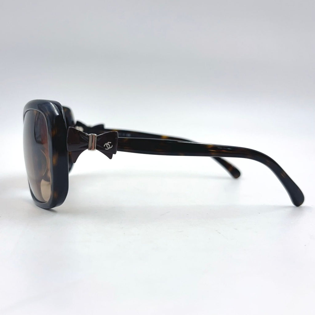 Chanel Side Ribbon CC Logo Acetate Metal Silver Brown Sunglasses Eyewear — view 5