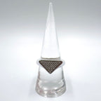 Prada Triangle Logo Pavestone Rhinestone 925 Sterling Silver Clear Ring — view 6