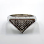 Prada Triangle Logo Pavestone Rhinestone 925 Sterling Silver Clear Ring