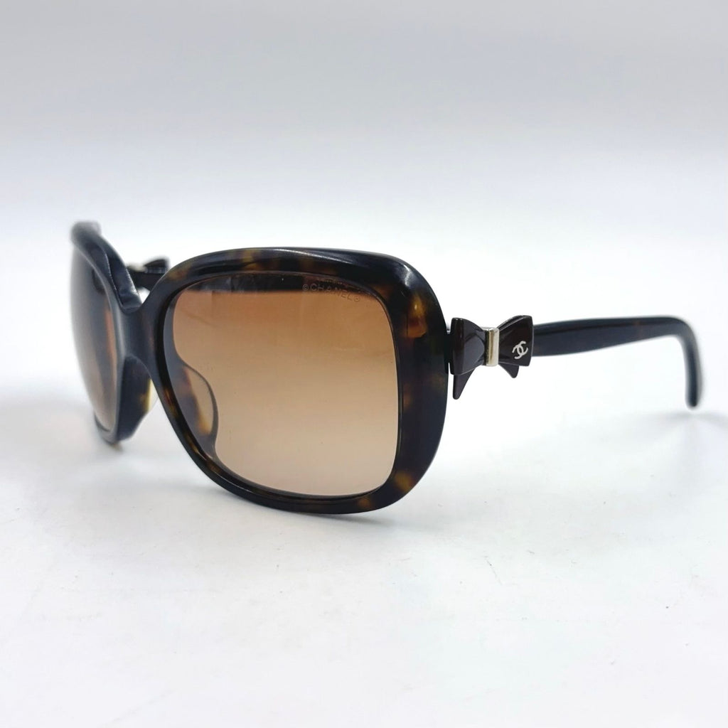 Chanel Side Ribbon CC Logo Acetate Metal Silver Brown Sunglasses Eyewear — view 2
