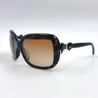 Chanel Side Ribbon CC Logo Acetate Metal Silver Brown Sunglasses Eyewear — view 2