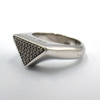 Prada Triangle Logo Pavestone Rhinestone 925 Sterling Silver Clear Ring — view 2