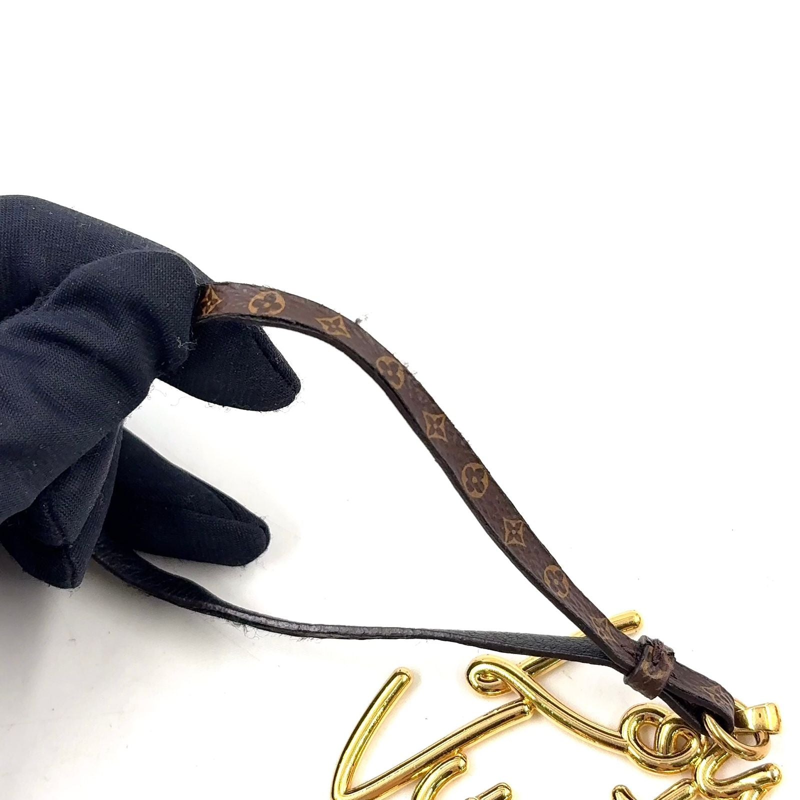 Louis Vuitton Letter Ring Leather Gold Plated Brown Charm — view 5