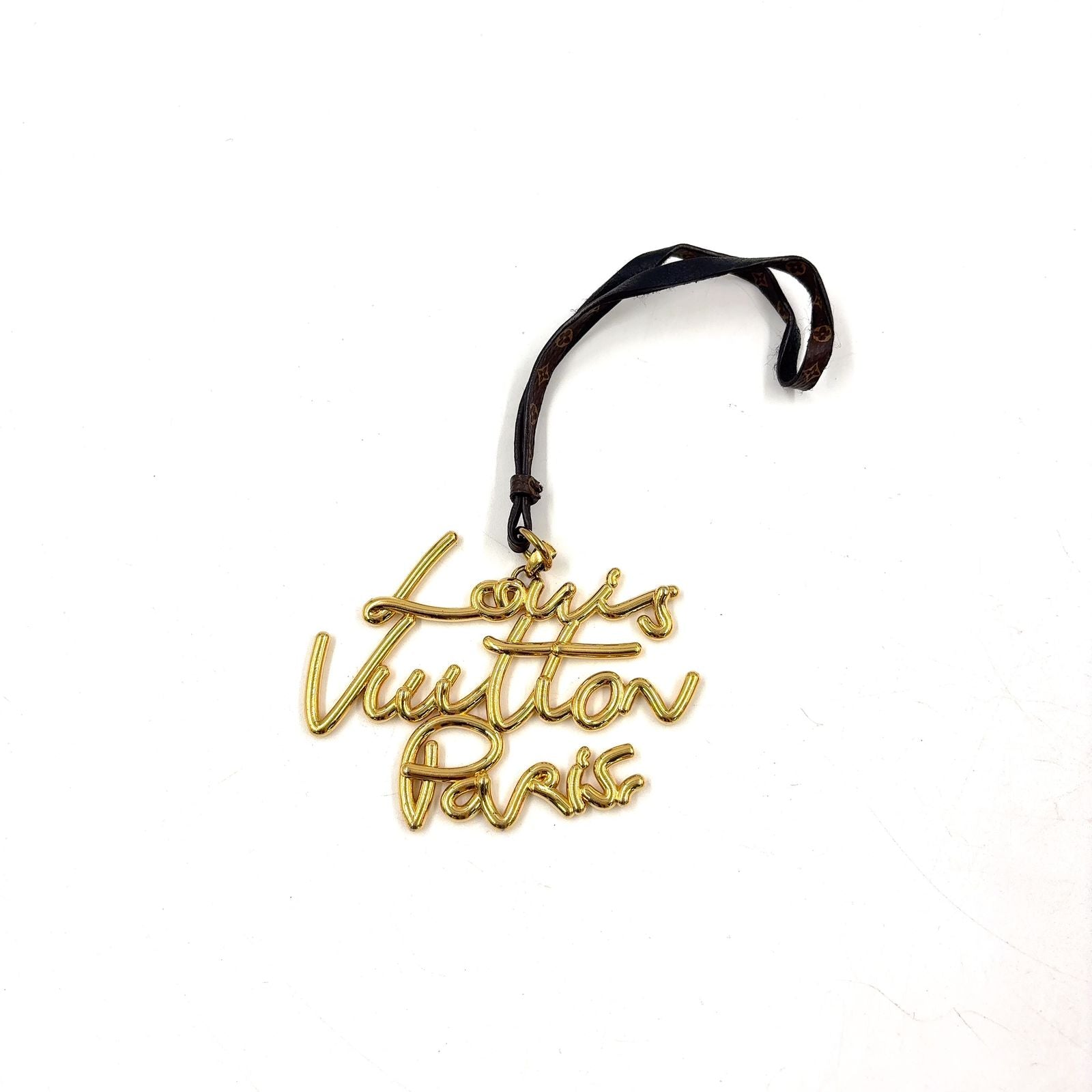 Louis Vuitton Letter Ring Leather Gold Plated Brown Charm