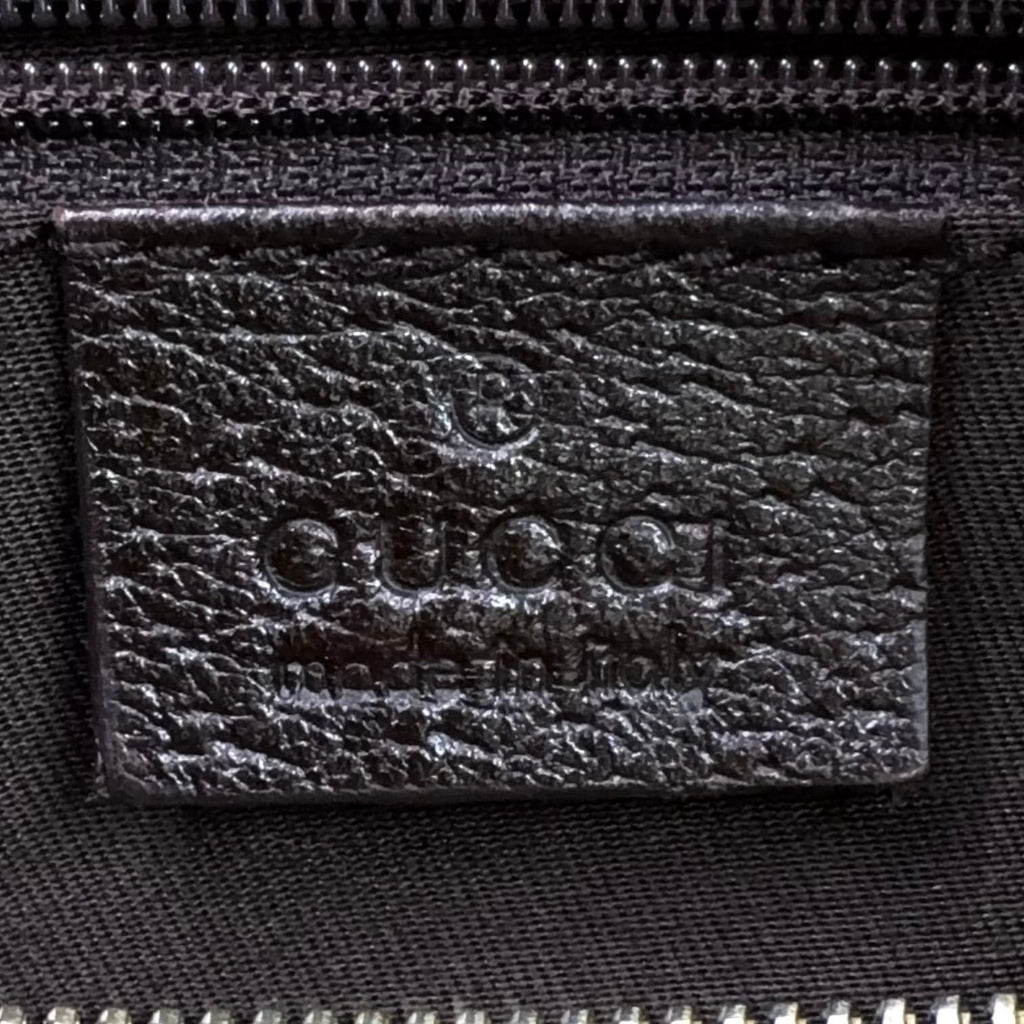 Gucci Abbey Leather Canvas Dark Brown Beige Handbag Gold — view 4