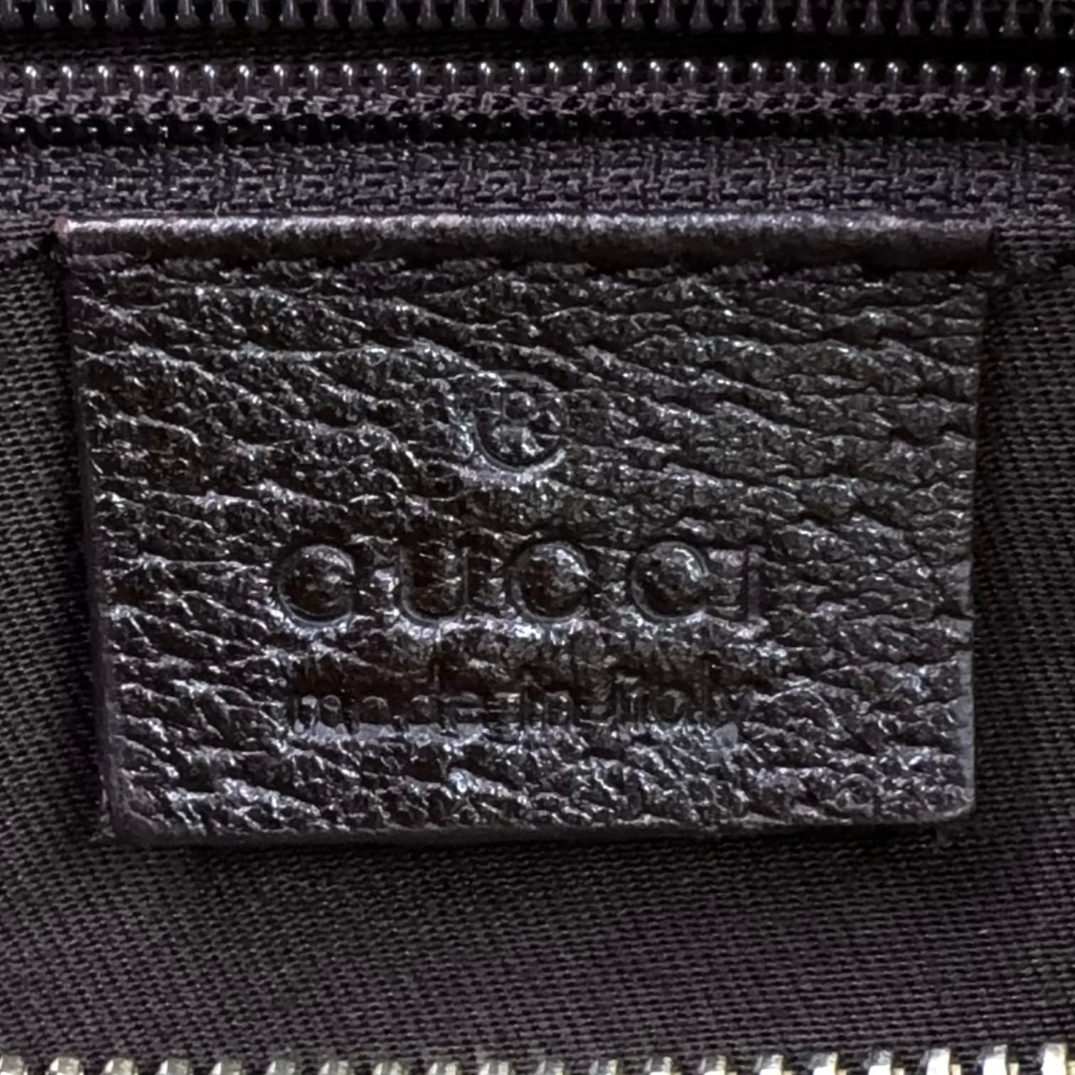 Gucci Abbey Leather Canvas Dark Brown Beige Handbag Gold — view 4