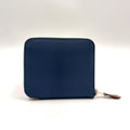 Hermes Azap Silk'in Compact Veau Epsom Blue Wallet Silver