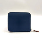 Hermes Azap Silk'in Compact Veau Epsom Blue Wallet Silver