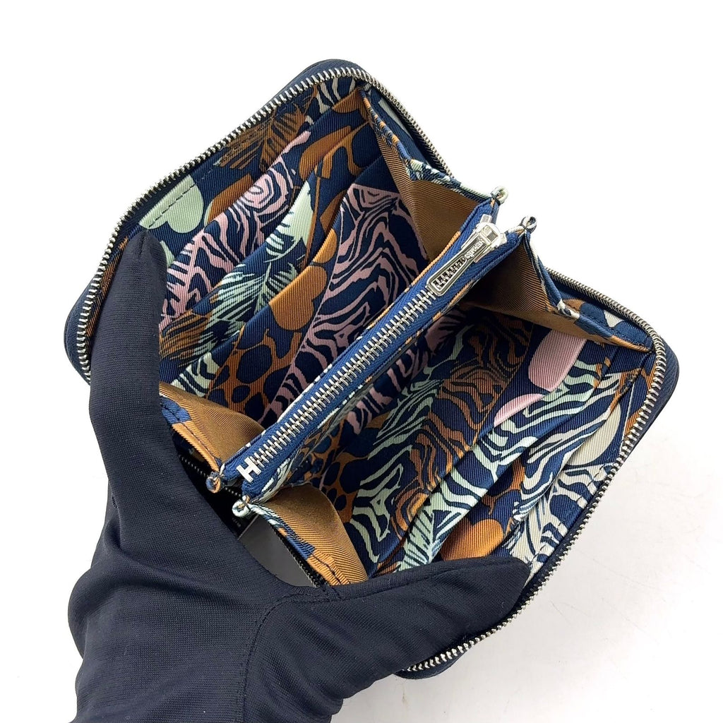 Hermes Azap Silk'in Compact Veau Epsom Blue Wallet Silver — view 3