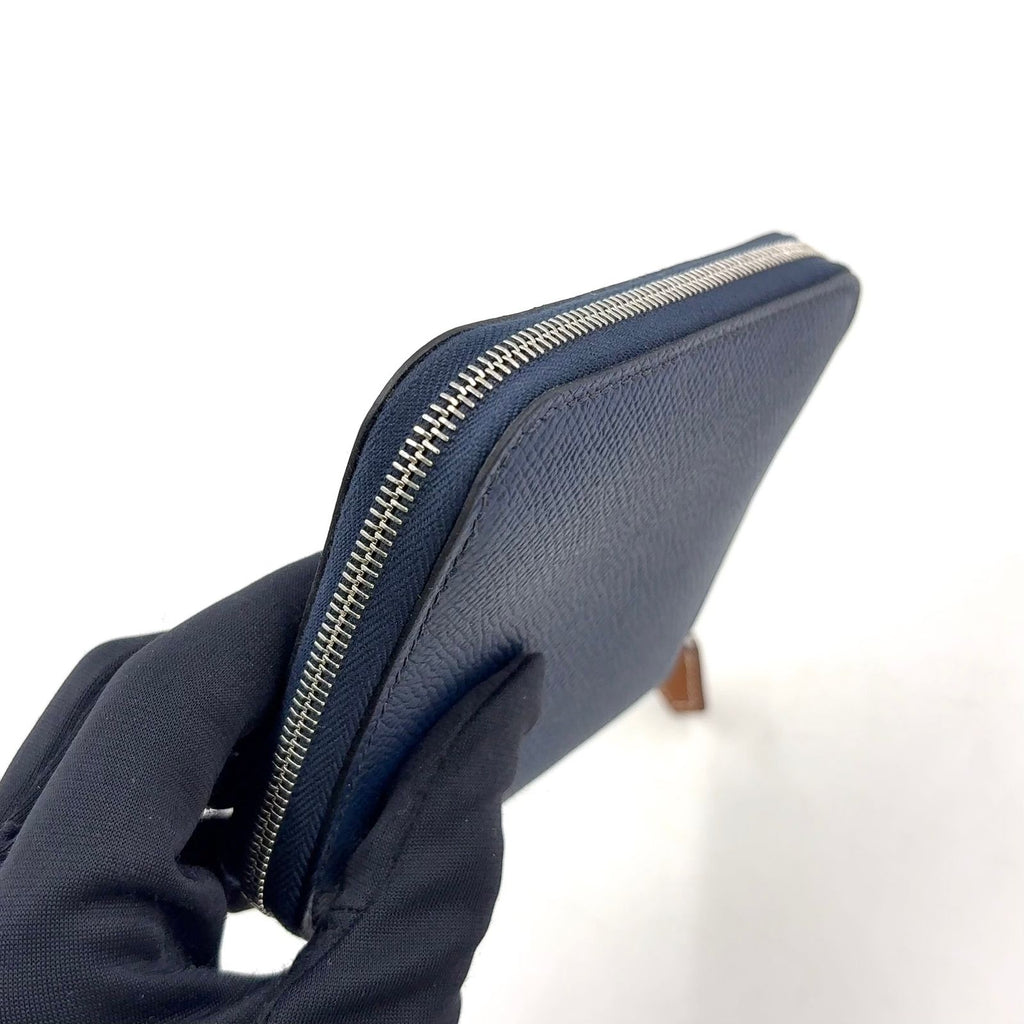 Hermes Azap Silk'in Compact Veau Epsom Blue Wallet Silver — view 6