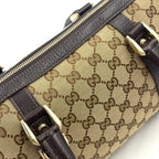Gucci Abbey Leather Canvas Dark Brown Beige Handbag Gold — view 8