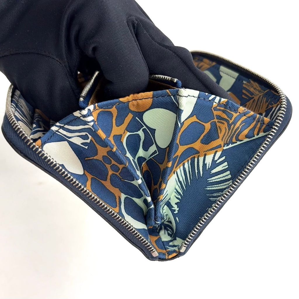 Hermes Azap Silk'in Compact Veau Epsom Blue Wallet Silver — view 8