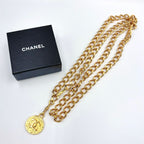 Chanel CC Logo Cambon Plate Gold Plated Chain Belt — view 8