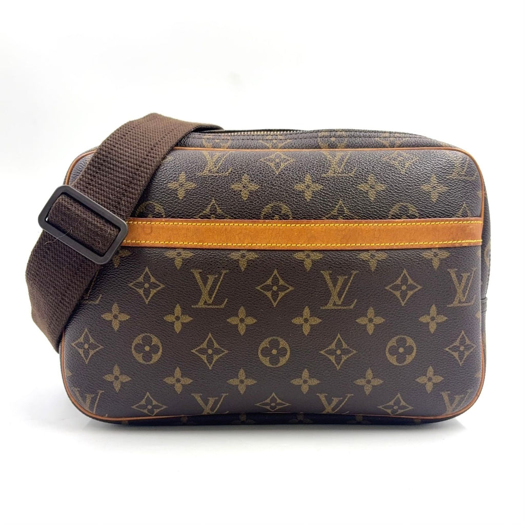 Louis Vuitton Reporter PM Monogram Leather Brown Light Shoulder Bag Gold