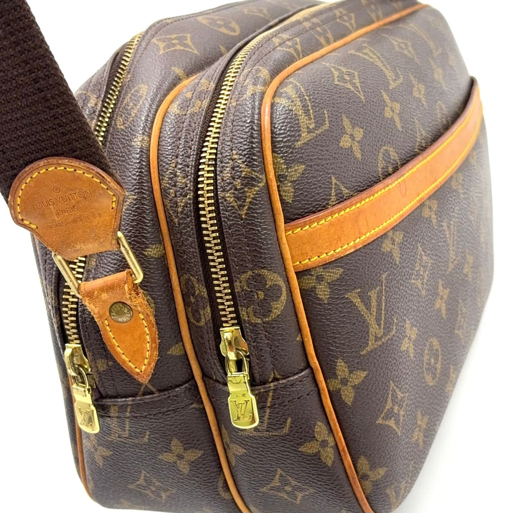 Louis Vuitton Reporter PM Monogram Leather Brown Light Shoulder Bag Gold — view 6
