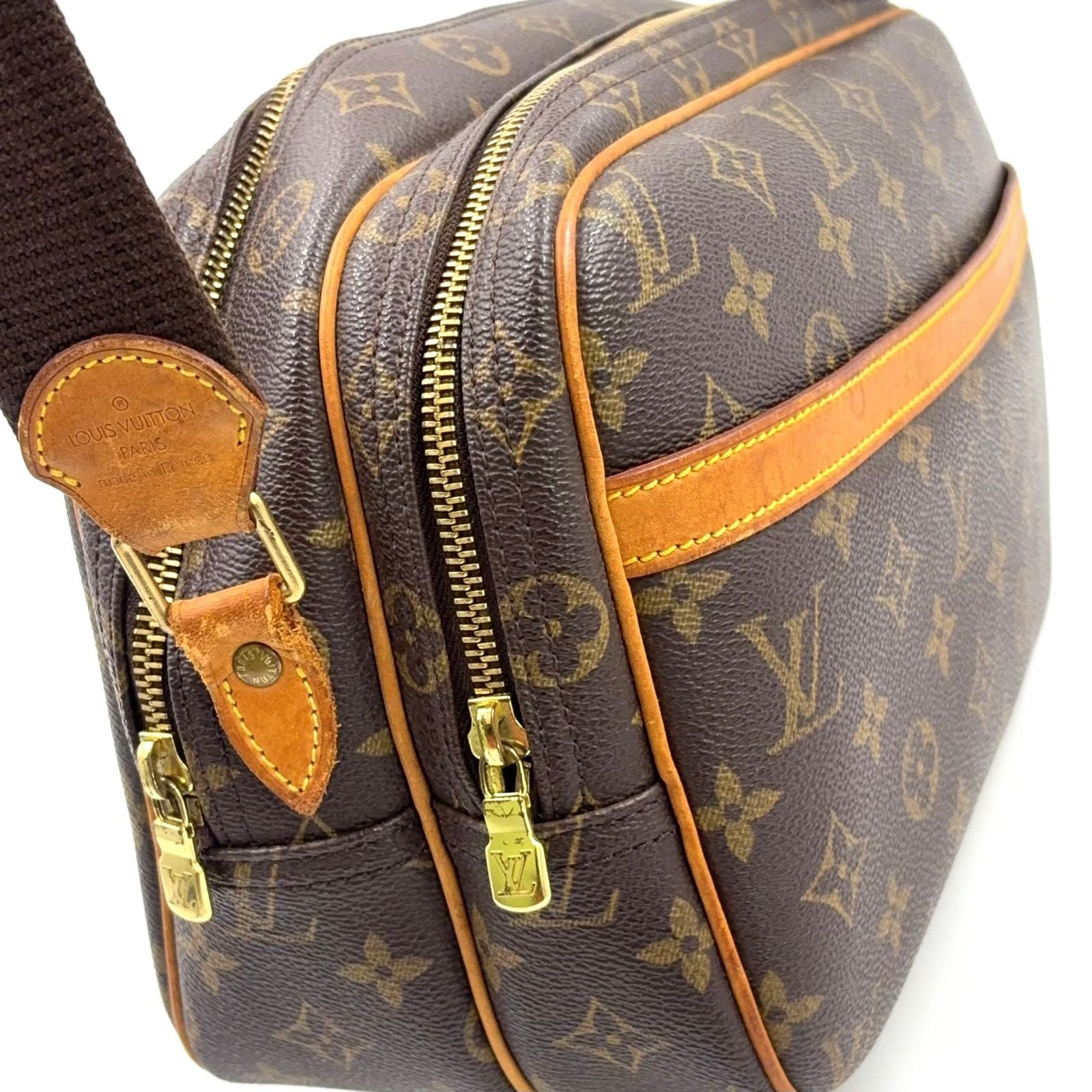 Louis Vuitton Reporter PM Monogram Leather Brown Light Shoulder Bag Gold — view 6