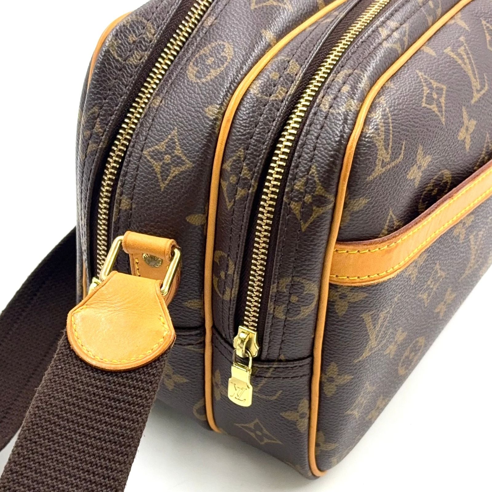 Louis Vuitton Reporter PM Monogram Leather Brown Light Shoulder Bag Gold — view 6