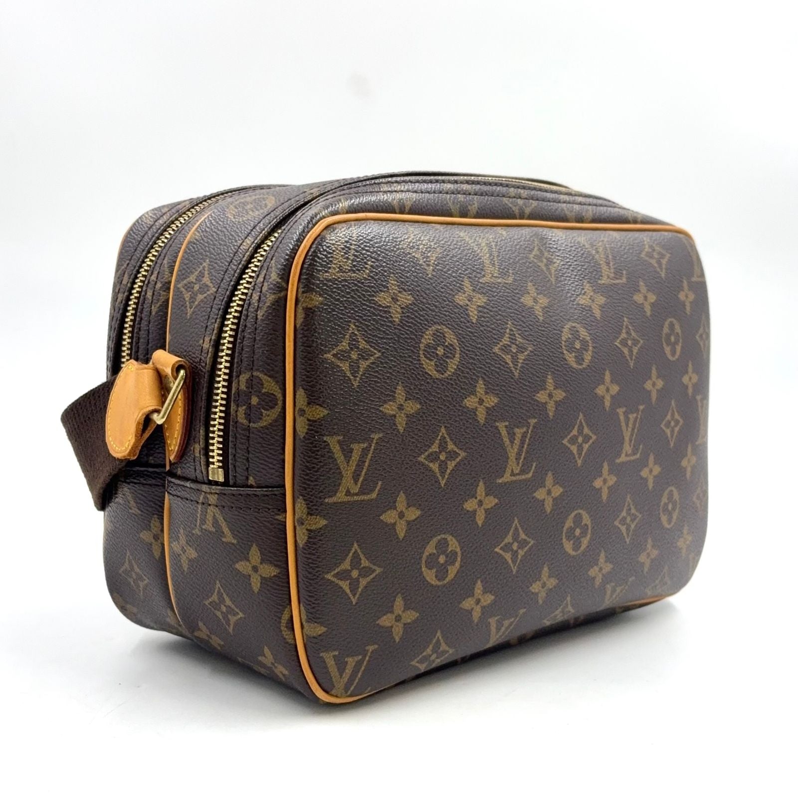 Louis Vuitton Reporter PM Monogram Leather Brown Light Shoulder Bag Gold — view 2