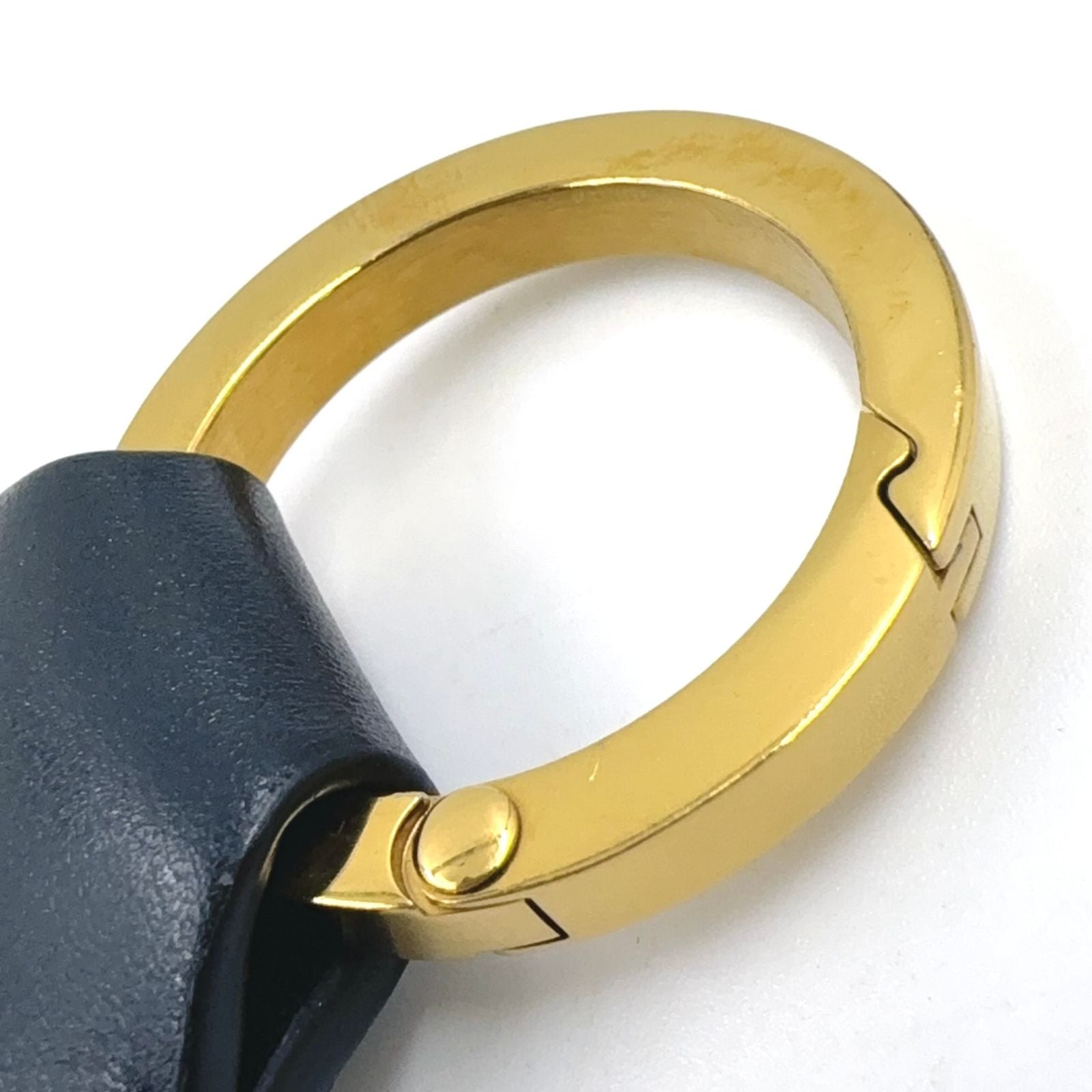 Bottega Veneta Intrecciato Leather Gold Plated Black Key Ring Key Holder — view 5