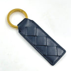 Bottega Veneta Intrecciato Leather Gold Plated Black Key Ring Key Holder — view 2
