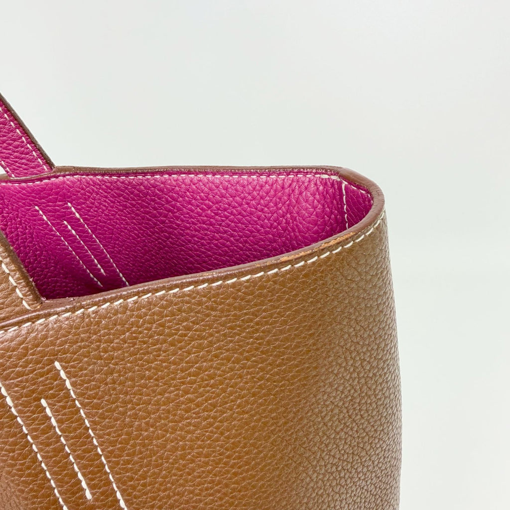 Hermes Double Sens 36 Reversible Tote Shoulder Bag Taurillon Clemence Brown — view 5