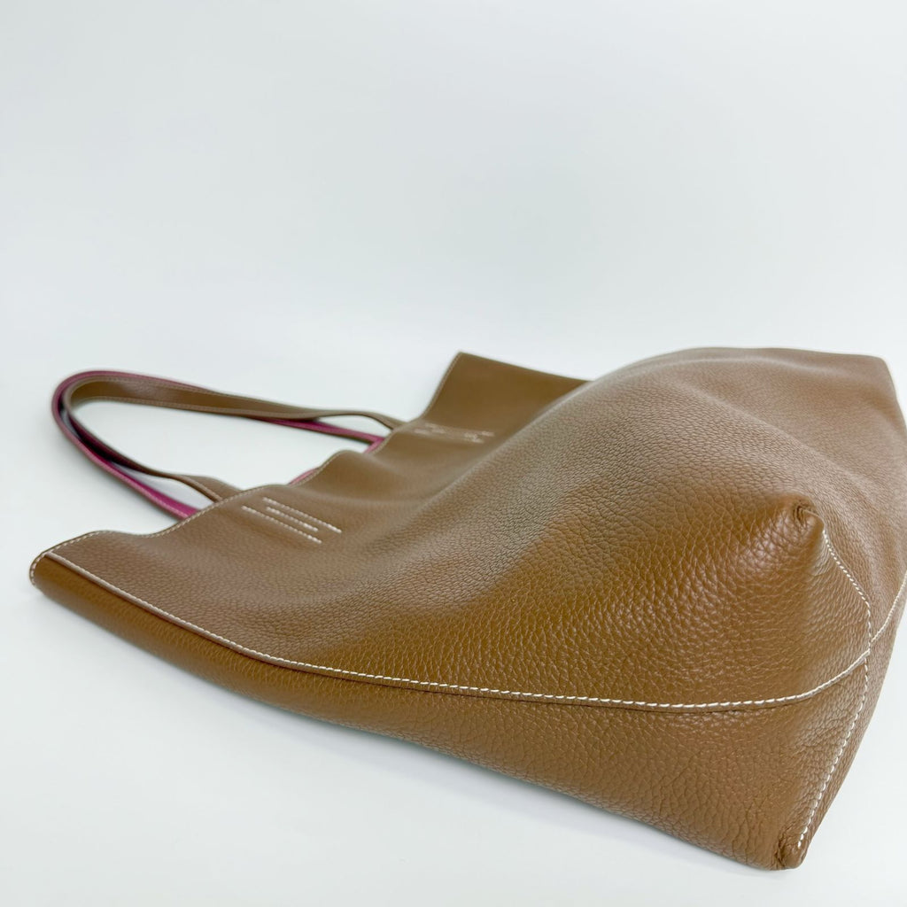 Hermes Double Sens 36 Reversible Tote Shoulder Bag Taurillon Clemence Brown — view 6