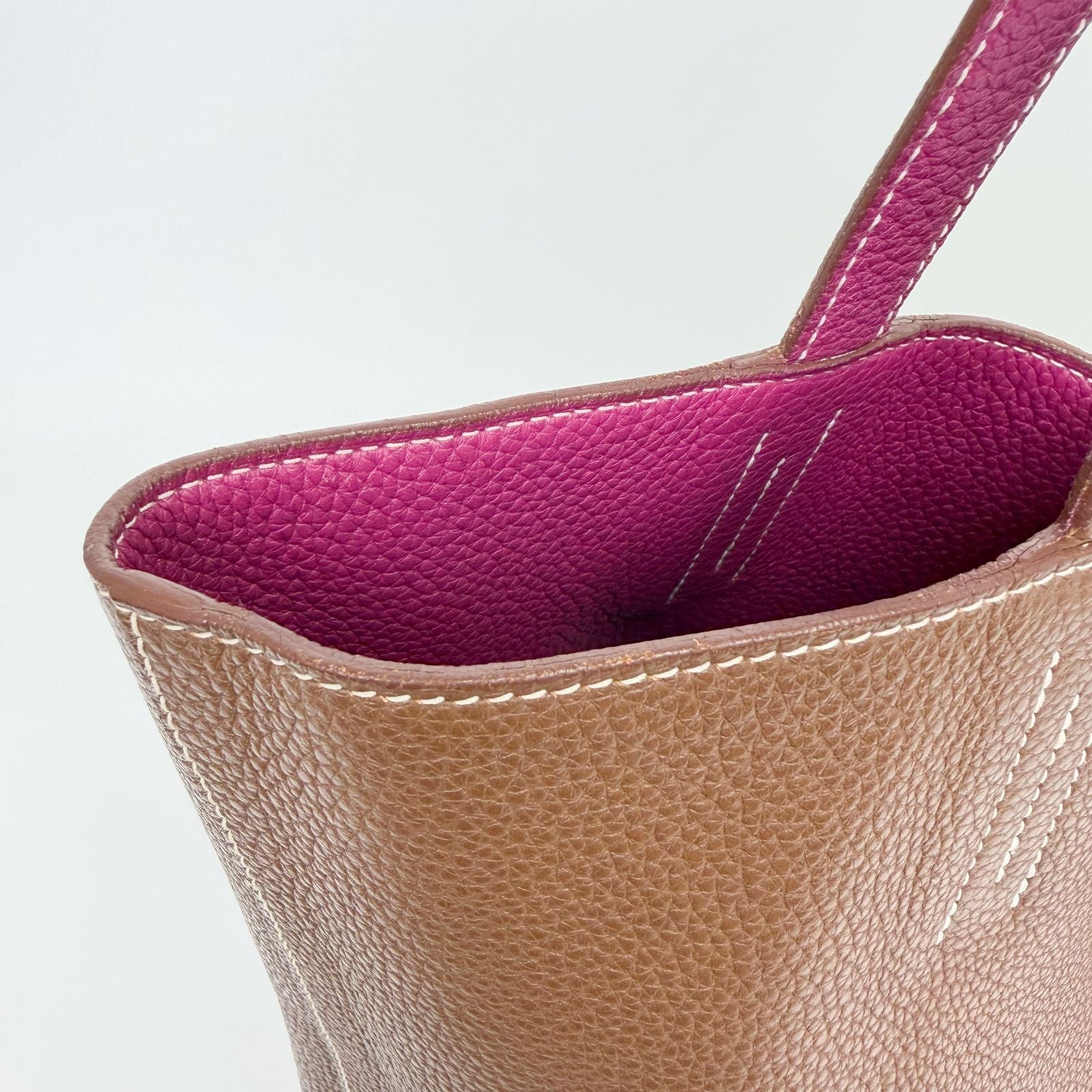 Hermes Double Sens 36 Reversible Tote Shoulder Bag Taurillon Clemence Brown — view 4