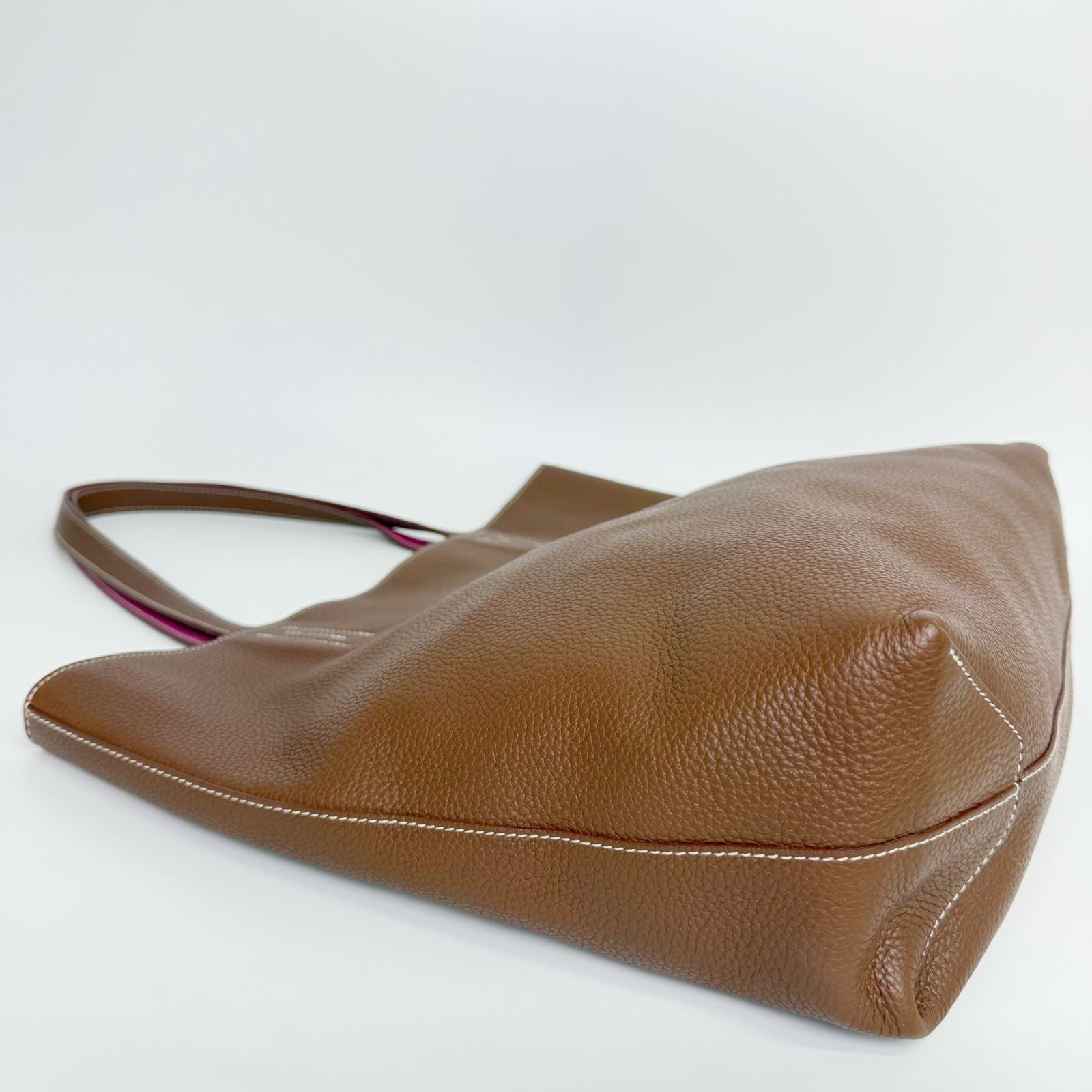 Hermes Double Sens 36 Reversible Tote Shoulder Bag Taurillon Clemence Brown — view 7
