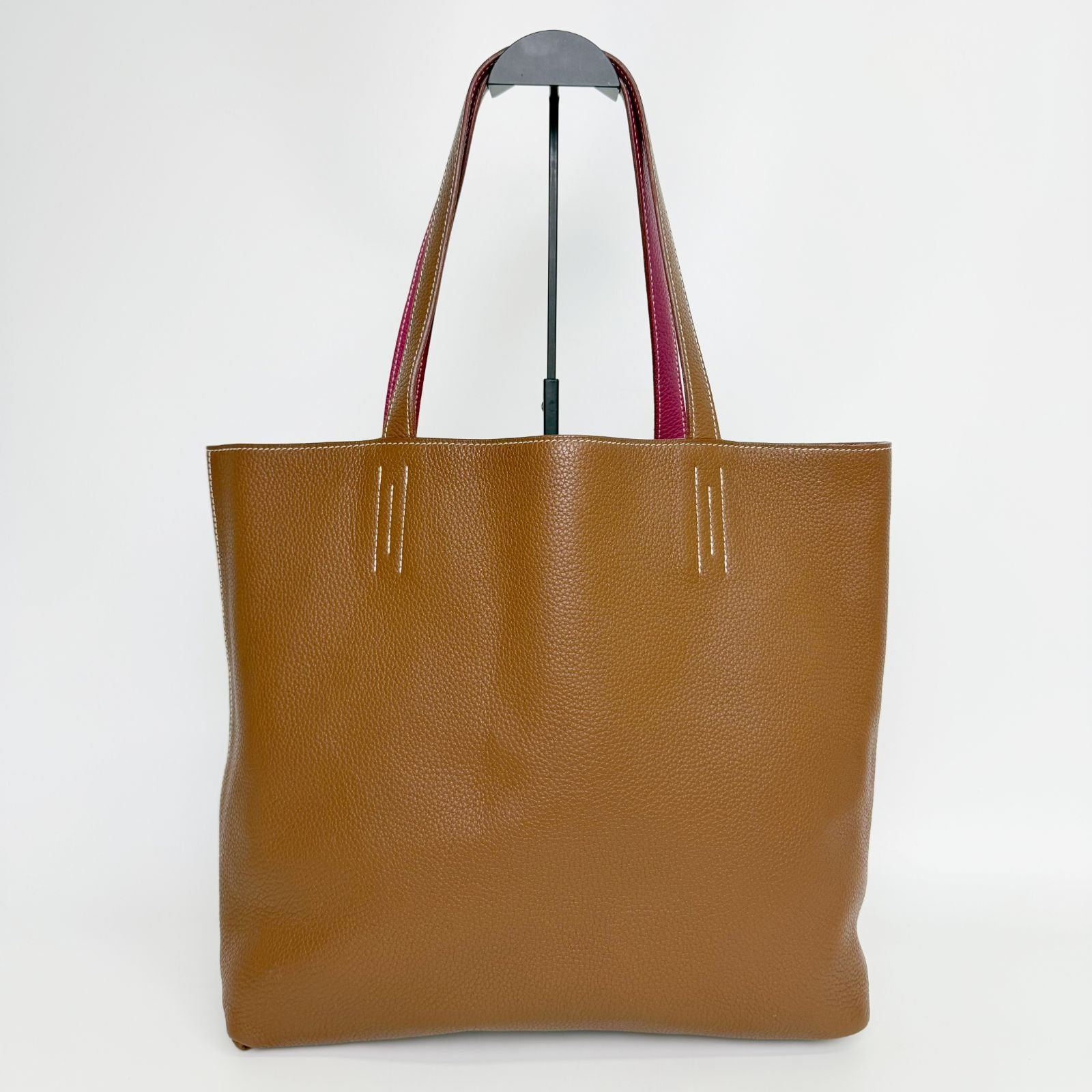 Hermes Double Sens 36 Reversible Tote Shoulder Bag Taurillon Clemence Brown — view 2