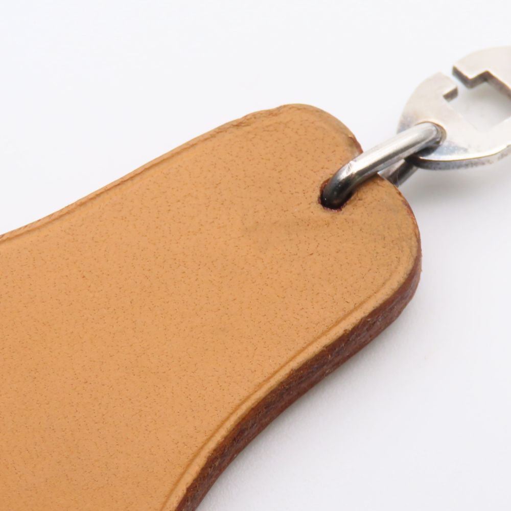 Hermes Bag Charm la France Fruit Leather Brown Silver Key Holder — view 4