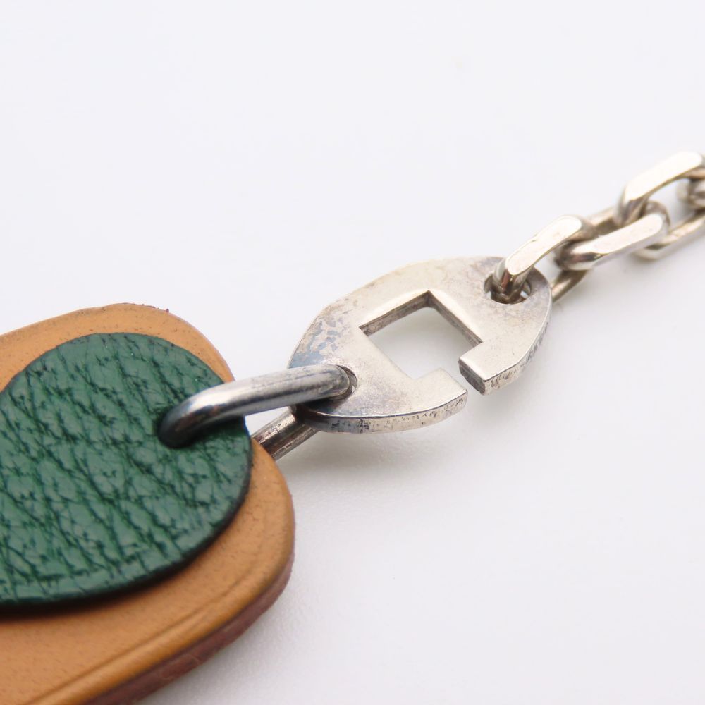 Hermes Bag Charm la France Fruit Leather Brown Silver Key Holder — view 7