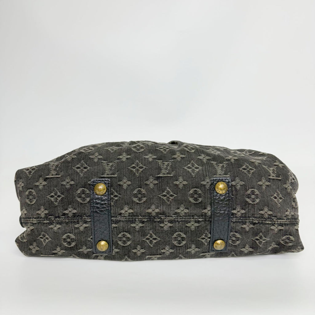 Louis Vuitton Monogram Denim Neo Cabby MM Shoulder Bag Leather Black Vintage — view 6