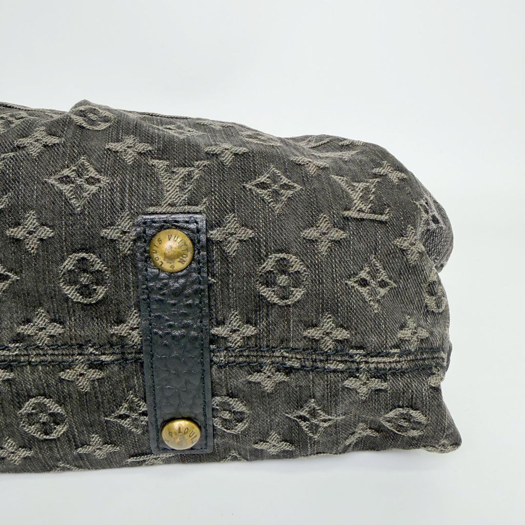 Louis Vuitton Monogram Denim Neo Cabby MM Shoulder Bag Leather Black Vintage — view 8