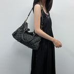 Louis Vuitton Monogram Denim Neo Cabby MM Shoulder Bag Leather Black Vintage