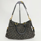 Louis Vuitton Monogram Denim Neo Cabby MM Shoulder Bag Leather Black Vintage — view 3