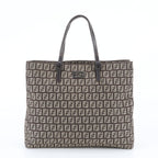 Fendi Zucchino Leather Canvas Tote Bag Shoulder