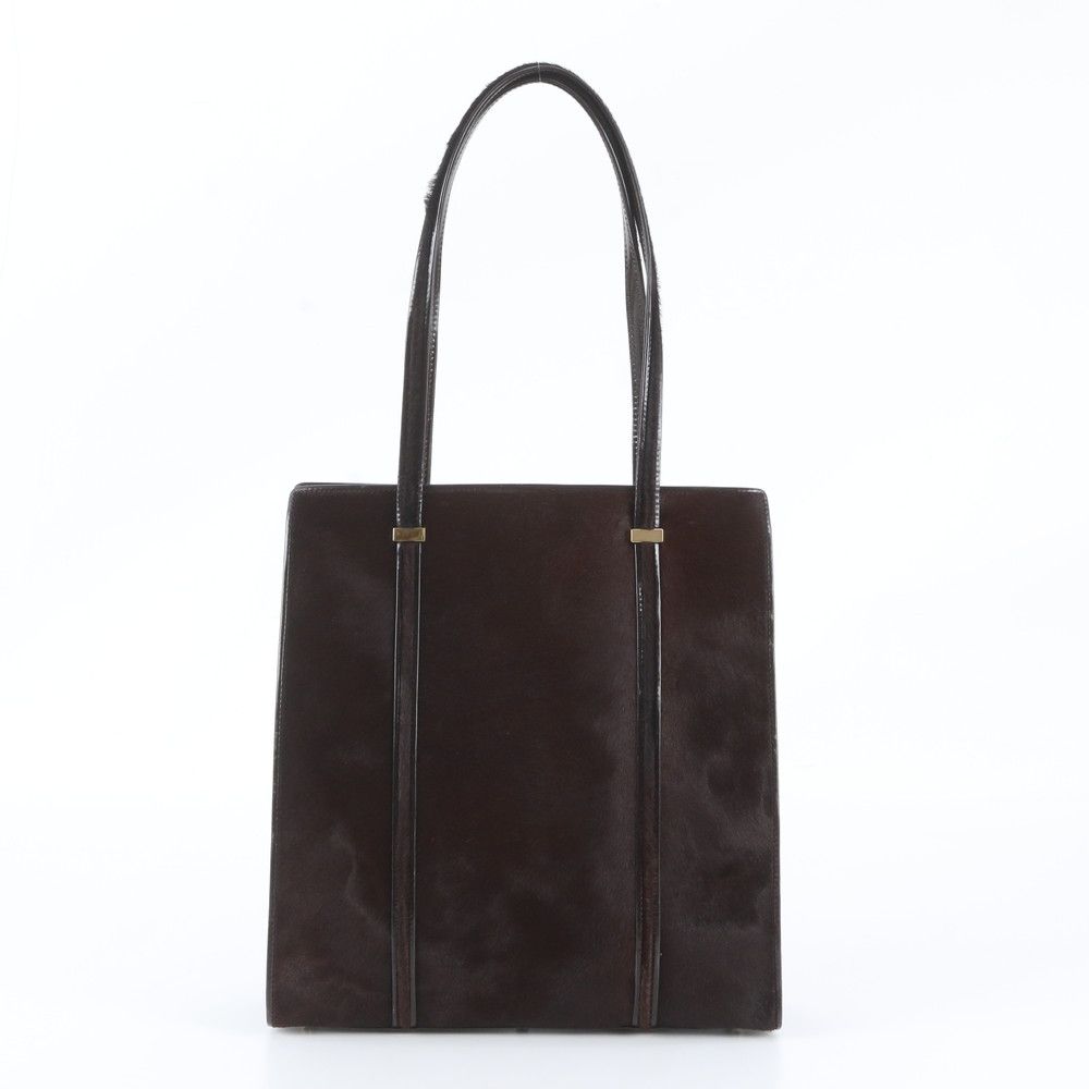 Gucci Calf Hair Leather Tote Bag Shoulder Hand Brown