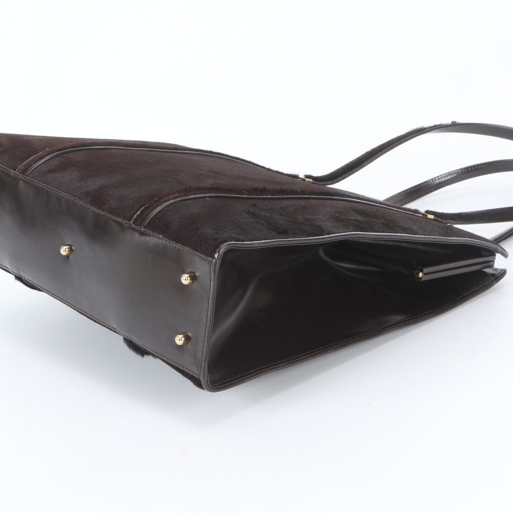 Gucci Calf Hair Leather Tote Bag Shoulder Hand Brown — view 4