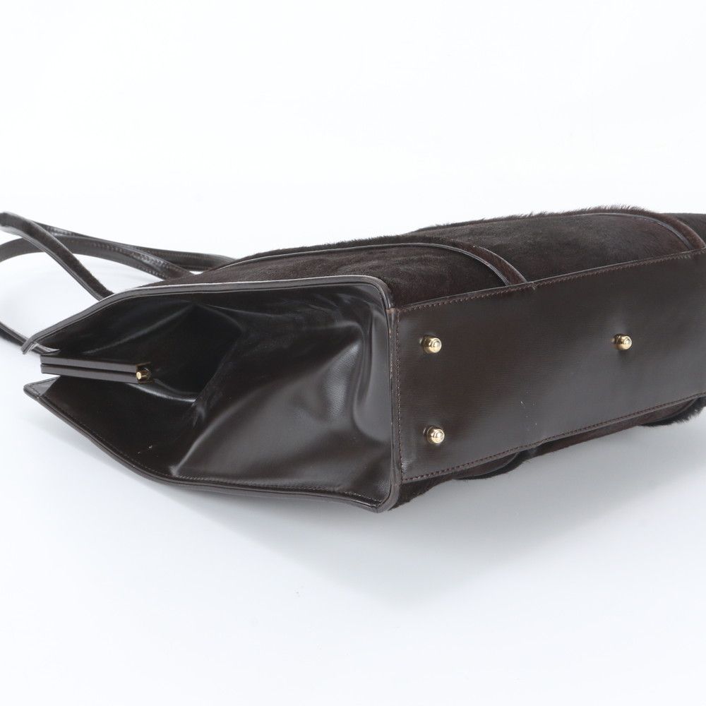 Gucci Calf Hair Leather Tote Bag Shoulder Hand Brown — view 5