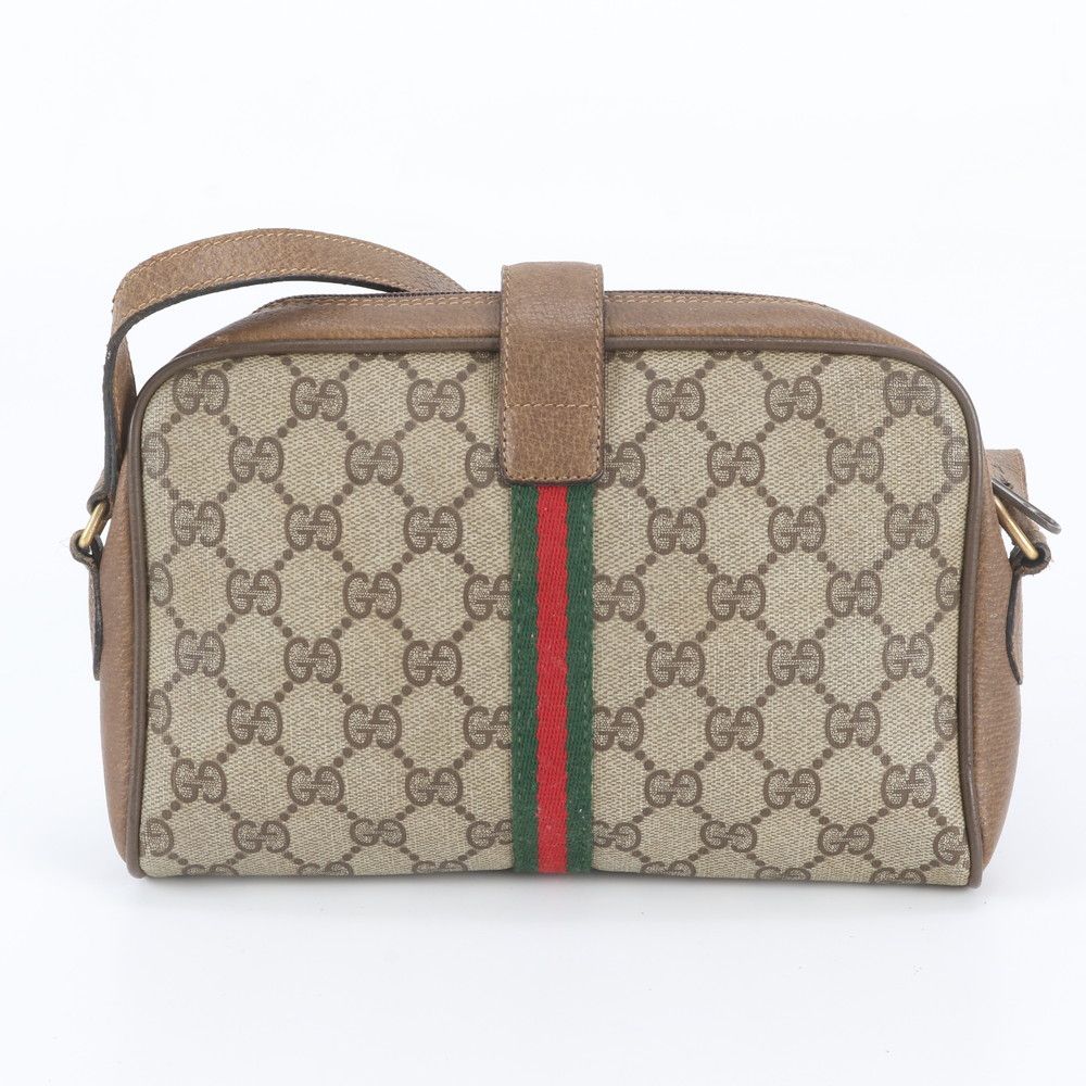 Gucci Vintage GG Supreme Sherry Line Leather Shoulder Bag — view 3